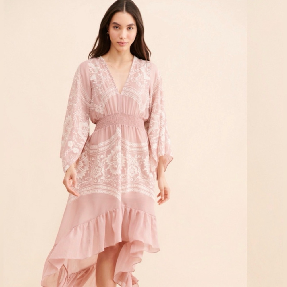 Especia embroidery mauve pink dress